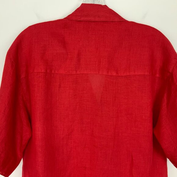 Vintage 90s Ann Taylor 100% Linen Red Button Up Shirt Small - Picture 16 of 16